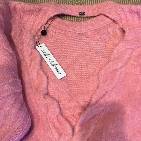 NWT FOR LOVE & LEMONS carly open back sweater in pink size XL-2X - Picture 7 of 15